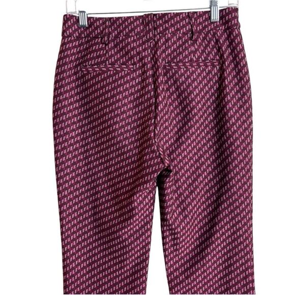 Anthropologie The Essential Slim Flared Pants Magenta Burgundy Pattern Size 2 - Picture 10 of 16